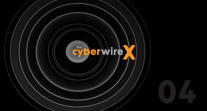 BlackCloak The Cyberwire X orange and grey logo on black background