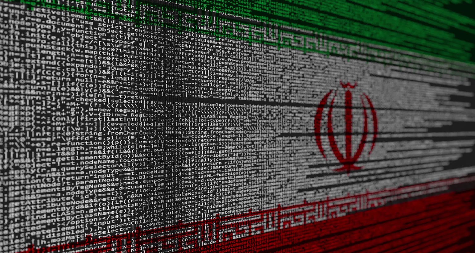 Iranian flag made out of computer code.