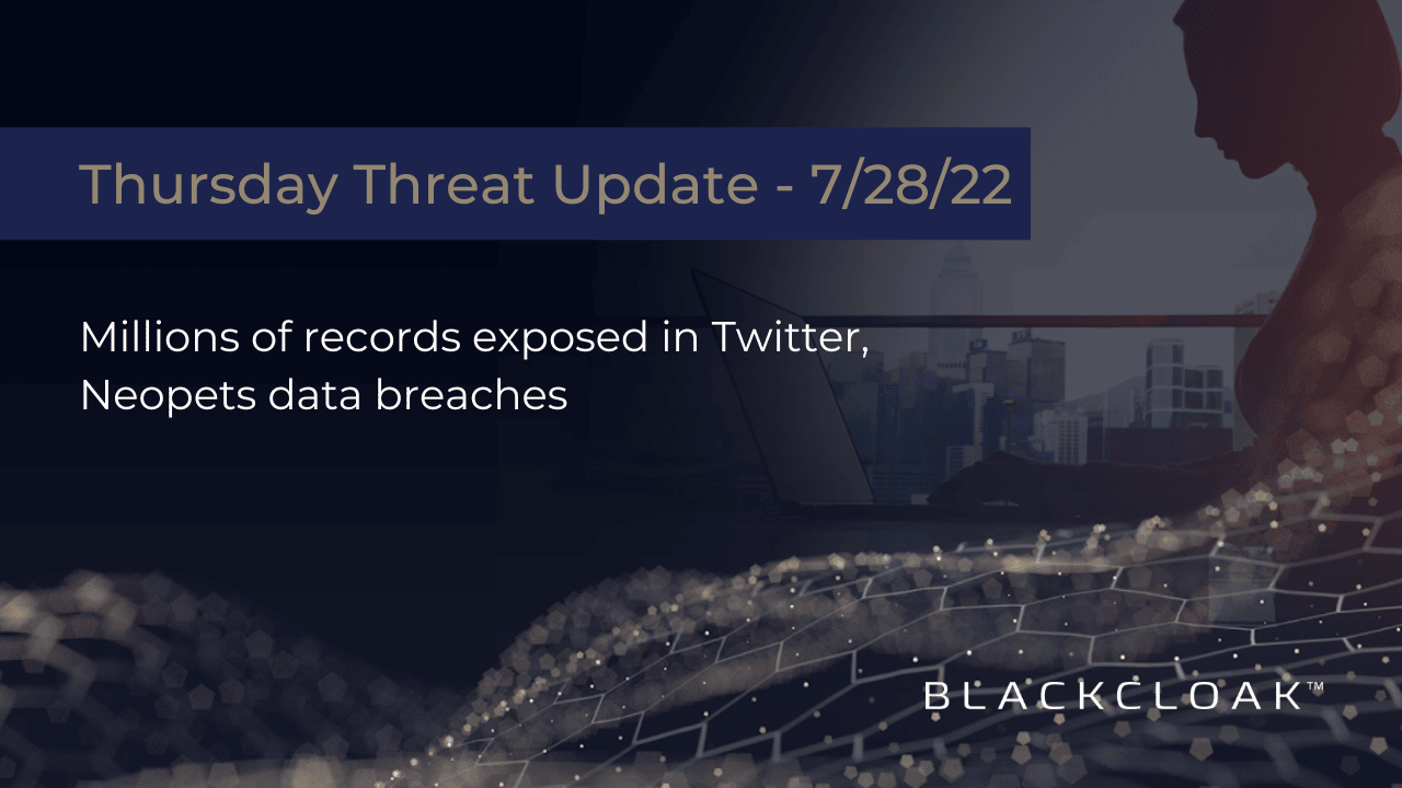 Thursday Threat update regarding company data breaches