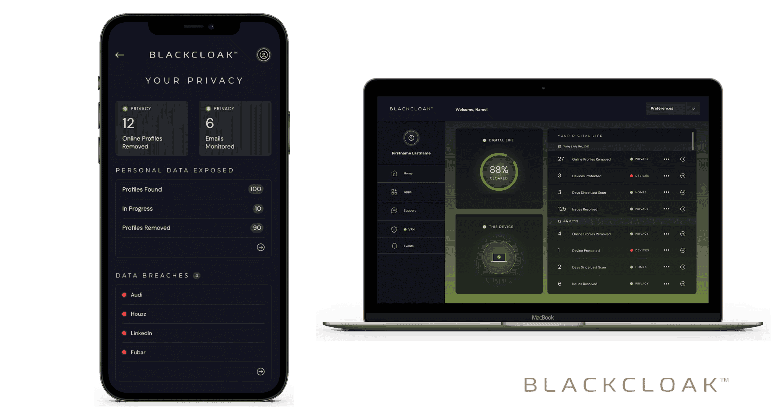 BlackCloak's app display demonstrating Malware protection