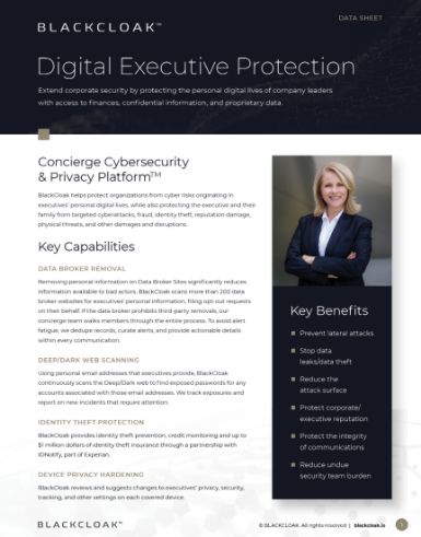 Digital Executive Protection BlackCloak capabilities breakdown