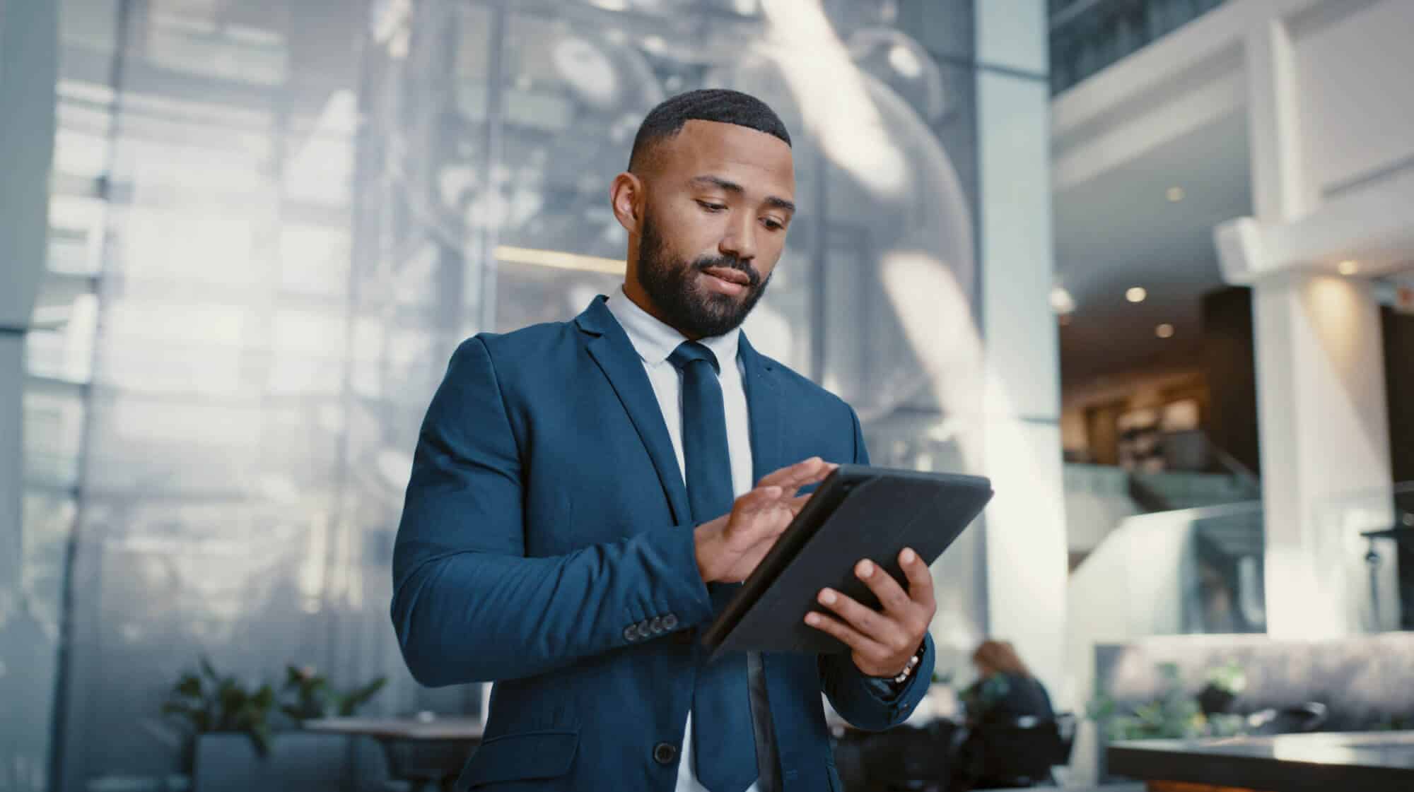 Executive carries personal tablet