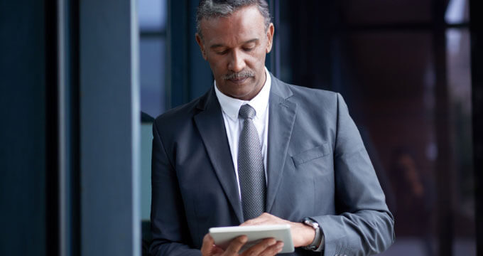 Executive carries personal tablet