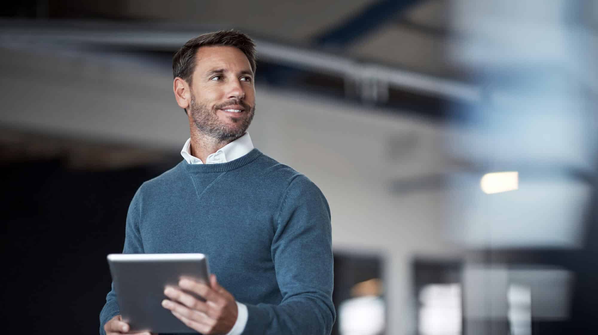 Executive carries personal tablet