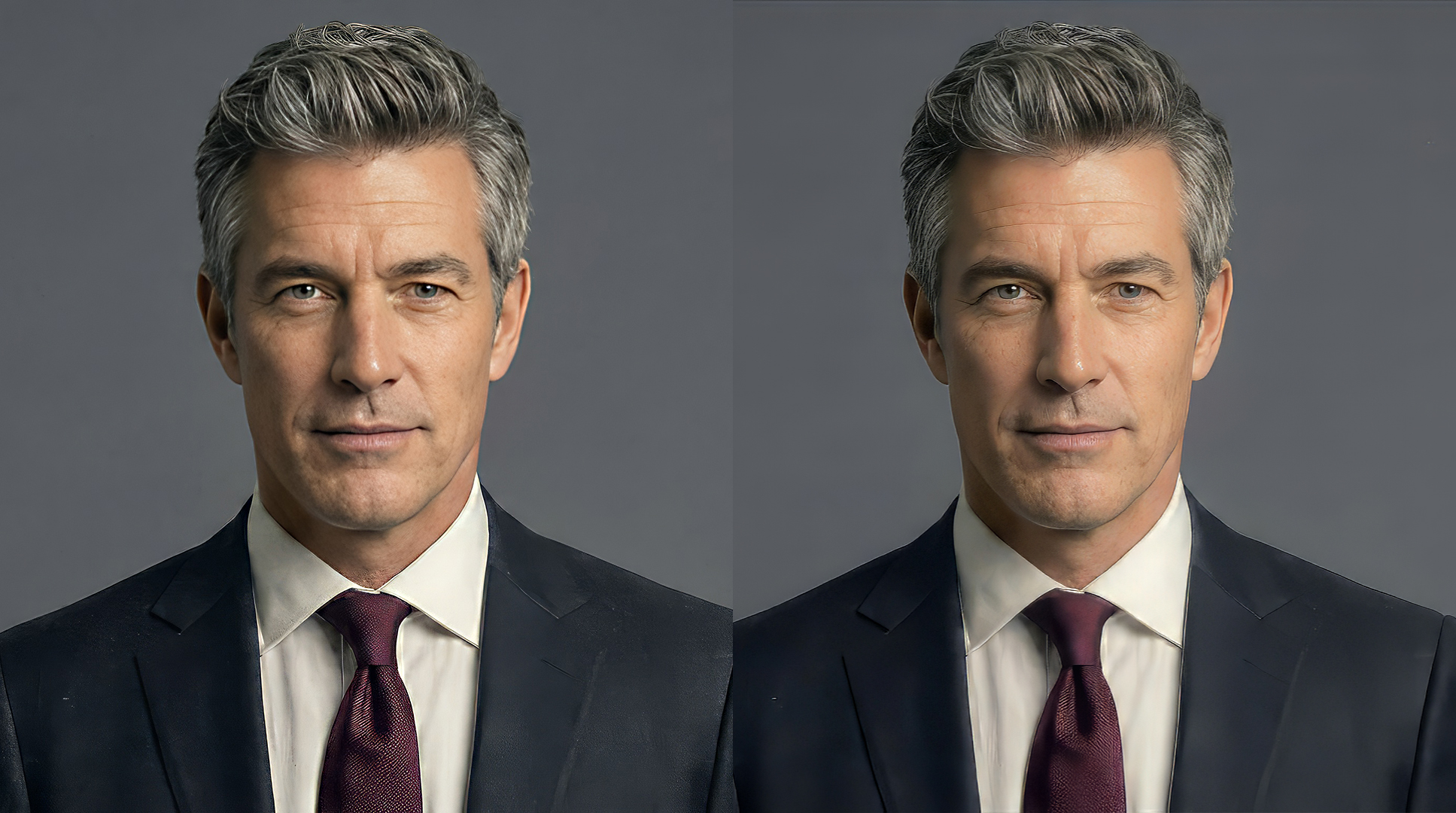 Portrait picture of a 2 men side by side with subtle differences