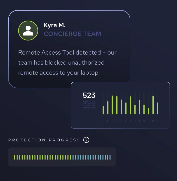 A concierge alert in the BlackCloak app