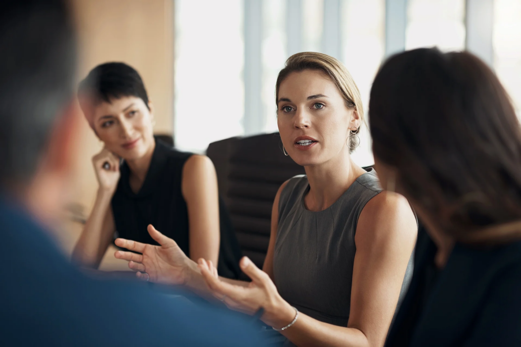 A leadership team in a briefing