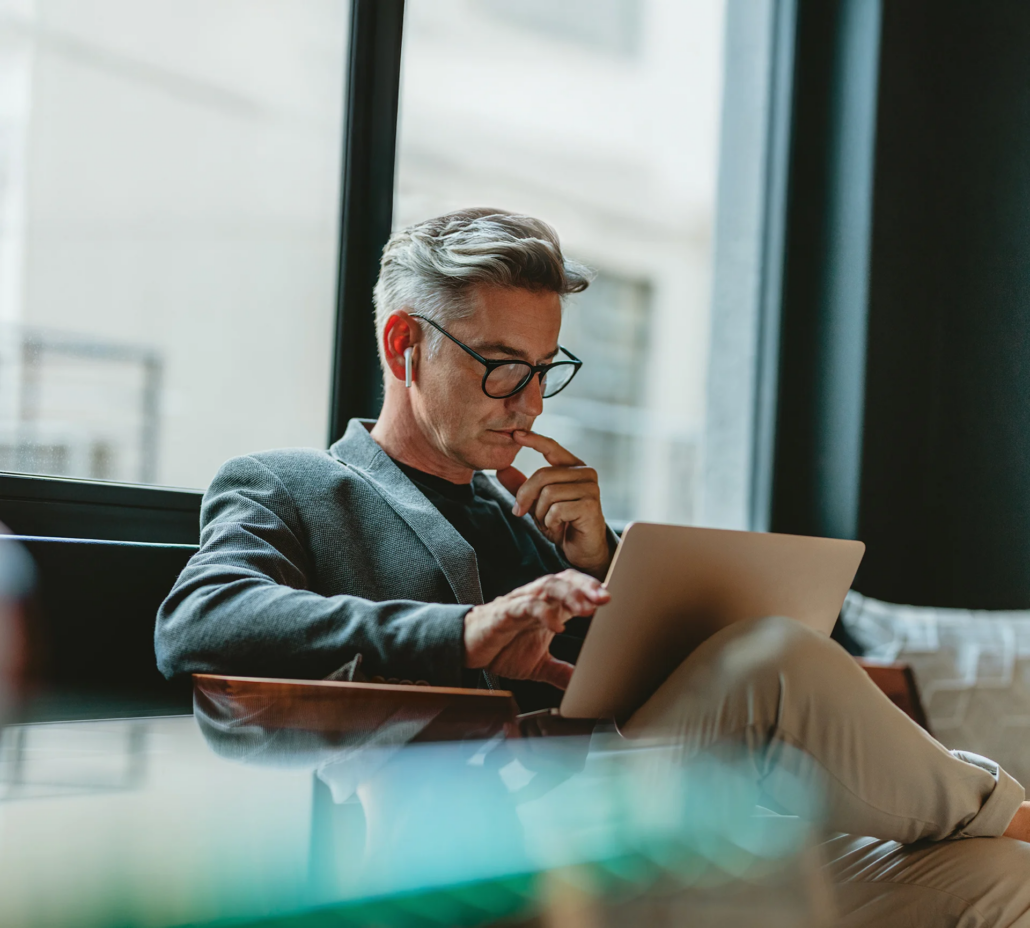 An executive working from a personal device