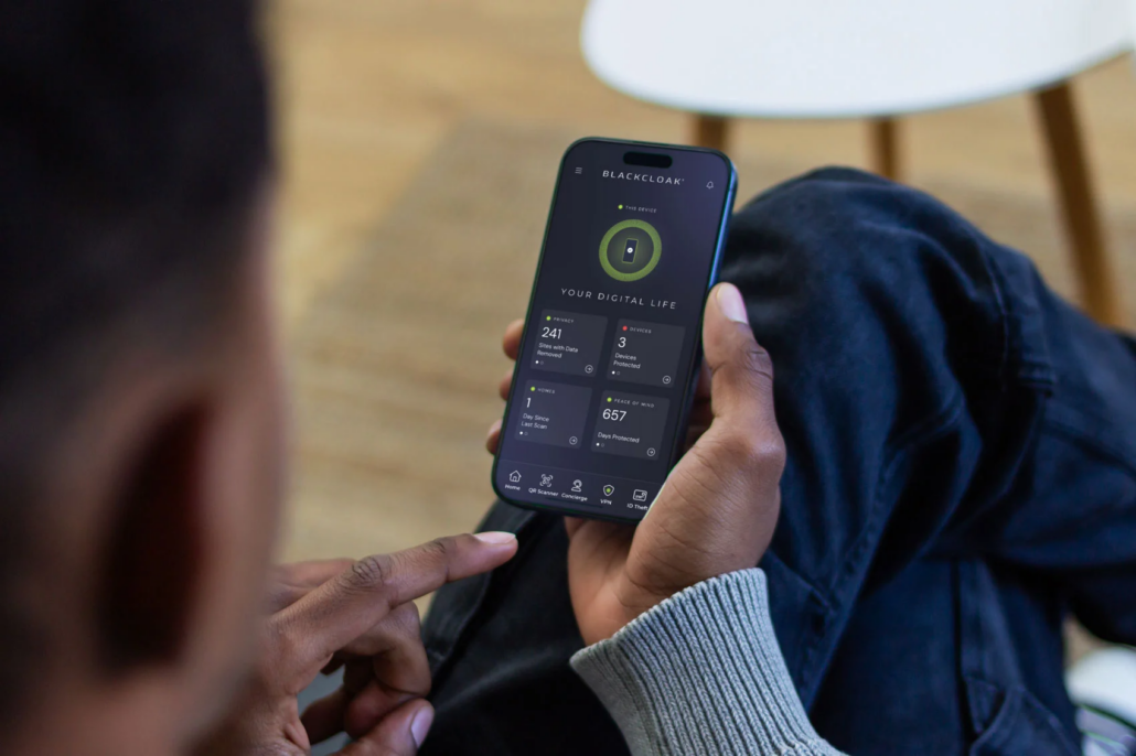 An executive running a home network scan in the BlackCloak app